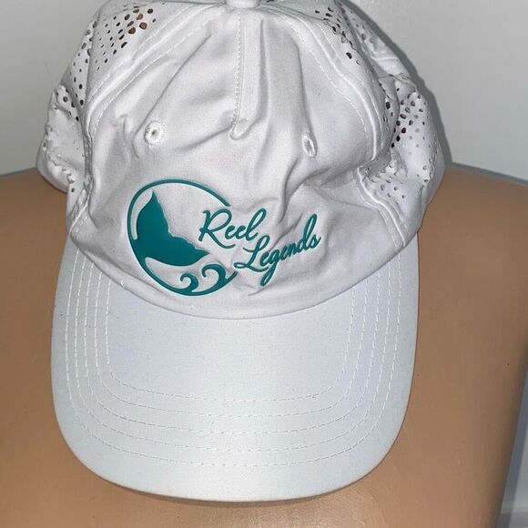Reel Legends Women's White Perforated Snapback Baseball Cap Hat One Size NWT - Picture 6 of 10